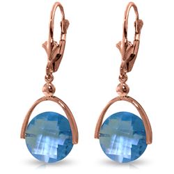 Genuine 6.5 ctw Blue Topaz Earrings Jewelry 14KT Rose Gold - REF-43M4T
