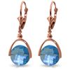 Genuine 6.5 ctw Blue Topaz Earrings Jewelry 14KT Rose Gold - REF-43M4T