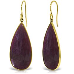 Genuine 40 ctw Ruby Earrings Jewelry 14KT Yellow Gold - REF-107F3Z