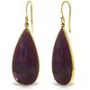 Genuine 40 ctw Ruby Earrings Jewelry 14KT Yellow Gold - REF-107F3Z
