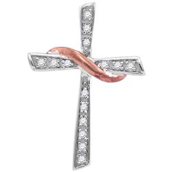 0.05 CTW Natural Diamond Rose Cross Pendant 10K White Gold
