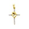 0.1 CTW Diamond Mothers Mom Child Embrace Cross Pendant 10K Yellow Gold
