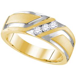 0.25 CTW Mens Natural Diamond Anniversary Band 10K Multi-Tone Gold