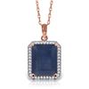 Genuine 6.6 ctw Sapphire & Diamond Necklace Jewelry 14KT Rose Gold - REF-103V5W