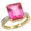 Natural 5.42 ctw Pink-topaz & Diamond Engagement Ring 14K Yellow Gold - REF-61Y9X