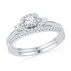 0.49 CTW Natural Diamond Solitaire Halo Bridal Engagement Ring 10K White Gold