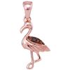 0.01 CTW Red Colored Diamond Flamingo Animal Pendant 10K Rose Gold