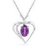 0.76 CTW Oval Lab-Created Amethyst Heart Love Pendant 10K White Gold