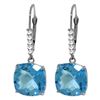 Genuine 7.35 ctw Blue Topaz & Diamond Earrings Jewelry 14KT White Gold - REF-57H3X
