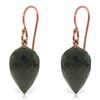 Genuine 24.5 ctw Black Spinel Earrings Jewelry 14KT Rose Gold - REF-26F2Z