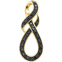 0.11 CTW Black Colored Diamond Infinity Pendant 10K Yellow Gold
