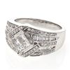 Image 1 : Cocktail Diamond Ring with Milgrain in 14K White Gold - REF-199M3F