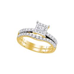 0.88 CTW Natural Princess Diamond Bridal Engagement Ring 14K Yellow Gold