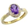 Image 1 : Natural 1.08 ctw Amethyst & Diamond Engagement Ring 14K Yellow Gold - REF-31M3H