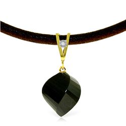 Genuine 15.51 ctw Black Spinel & Diamond Necklace Jewelry 14KT Yellow Gold - REF-39K2V