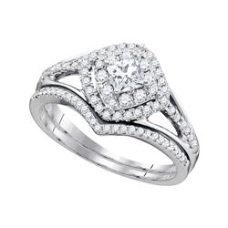 0.75 CTW Natural Princess Diamond Bridal Engagement Ring 14K White Gold