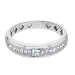 Square Diamond Mens Ring in 14K White Gold - REF-135W2H
