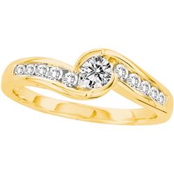 0.5 CTW Natural Diamond Bezel-Set Bridal Engagement Ring 14K Yellow Gold