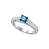 Image 1 : 0.5 CTW Blue Colored Diamond Milgrain Bridal Engagement Ring 10K White Gold