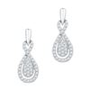 Image 1 : 0.33 CTW Natural Diamond Oval-shape Dangle Screwback Earrings 10K White Gold