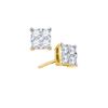 Image 1 : 1.55 CTW Natural Diamond Square Cluster Screwback Earrings 18K Yellow Gold