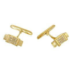Genuine 0.24TCW 18K Yellow Gold Ladies Cuff Links - REF-127N7A