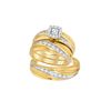 Image 1 : 0.43 CTW His & Hers Natural Diamond Solitaire Matching Bridal Ring 10K Yellow Gold