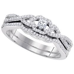 0.33 CTW Natural Princess Diamond Bridal Engagement Ring 10K White Gold