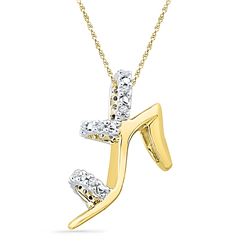 0.05 CTW Natural Diamond Stiletto Shoe Pendant 10K Yellow Gold