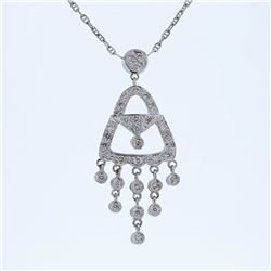 14K White Gold 0.87CTW Diamond Necklace - REF-66M3F