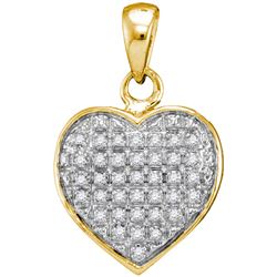 0.1 CTW Natural Diamond Heart Love Cluster Pendant 10K Yellow Gold