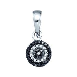 0.1 CTW Black Colored Diamond Concentric Circle Cluster Pendant 10K White Gold