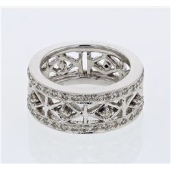 Antique Style Prong-set Diamond Band in 14K White Gold - REF-93Y6X