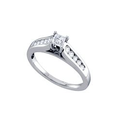 0.5 CTW Natural Princess Diamond Solitaire Bridal Engagement Ring 14K White Gold