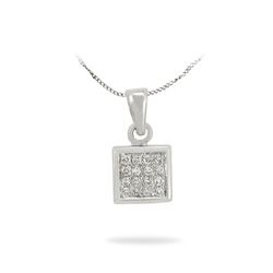 0.08 CTW 14K White Gold Ladies Slider with Chain - REF-17M8F