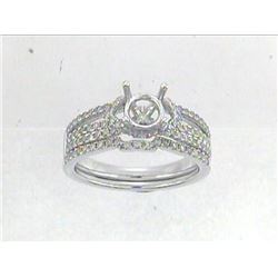 14K White Gold 0.6CTW Diamond Wedding Ring Set - REF-79F6M
