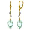 Genuine 22.52 ctw Blue Topaz & Diamond Earrings Jewelry 14KT Yellow Gold - REF-68P2H