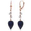 Genuine 25.72 ctw Sapphire & Diamond Earrings Jewelry 14KT Rose Gold - REF-53K4V