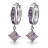 Genuine 3.8 ctw Amethyst Earrings Jewelry 14KT White Gold - REF-52P9H