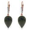 Genuine 24.65 ctw Black Spinel & Diamond Earrings Jewelry 14KT Rose Gold - REF-46F7Z