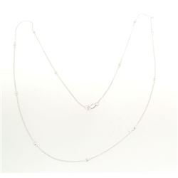 14K White Gold 0.19CTW Diamond Necklace - REF-37A8N
