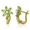 Genuine 1.10 ctw Peridot & Diamond Earrings Jewelry 14KT Yellow Gold - REF-36F3Z