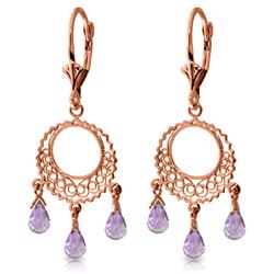 Genuine 3.75 ctw Amethyst Earrings Jewelry 14KT Rose Gold - REF-43Z8N
