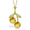 Genuine 1.45 ctw Citrine & Peridot Necklace Jewelry 14KT Yellow Gold - REF-17Z3N
