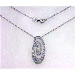 14K White Gold 0.32CTW Diamond Necklace - REF-43Y8X