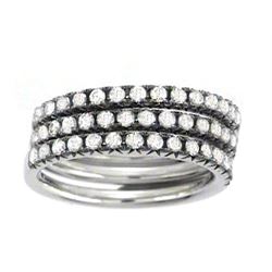 14K White Gold 0.94CTW Diamond Band Ring - REF-72F3M