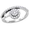 Image 1 : 0.5 CTW Natural Diamond Cluster Ring 10K White Gold