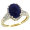 Image 1 : Natural 2.49 ctw Lapis & Diamond Engagement Ring 10K Yellow Gold - REF-29V7F
