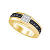 Image 1 : 0.45 CTW Mens Black Colored Diamond Cluster Band 10K Yellow Gold