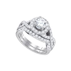 2.20 CTW Natural Diamond Halo Bridal Engagement Ring 14K White Gold